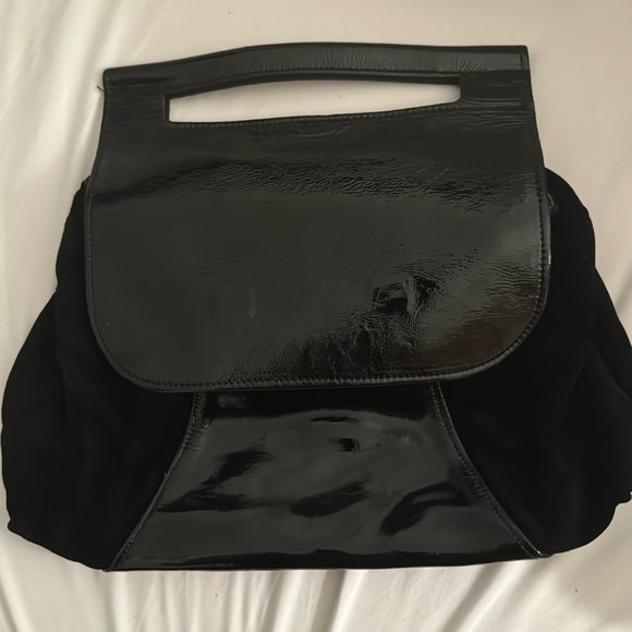 Jas M.B. London clutch with handle patent leather and suede black - Picture 1 of 7